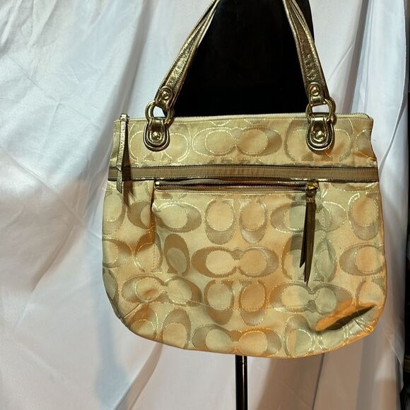 Coach Poppy Metallic Gold 18978 Large Bag - Picture 1 of 14